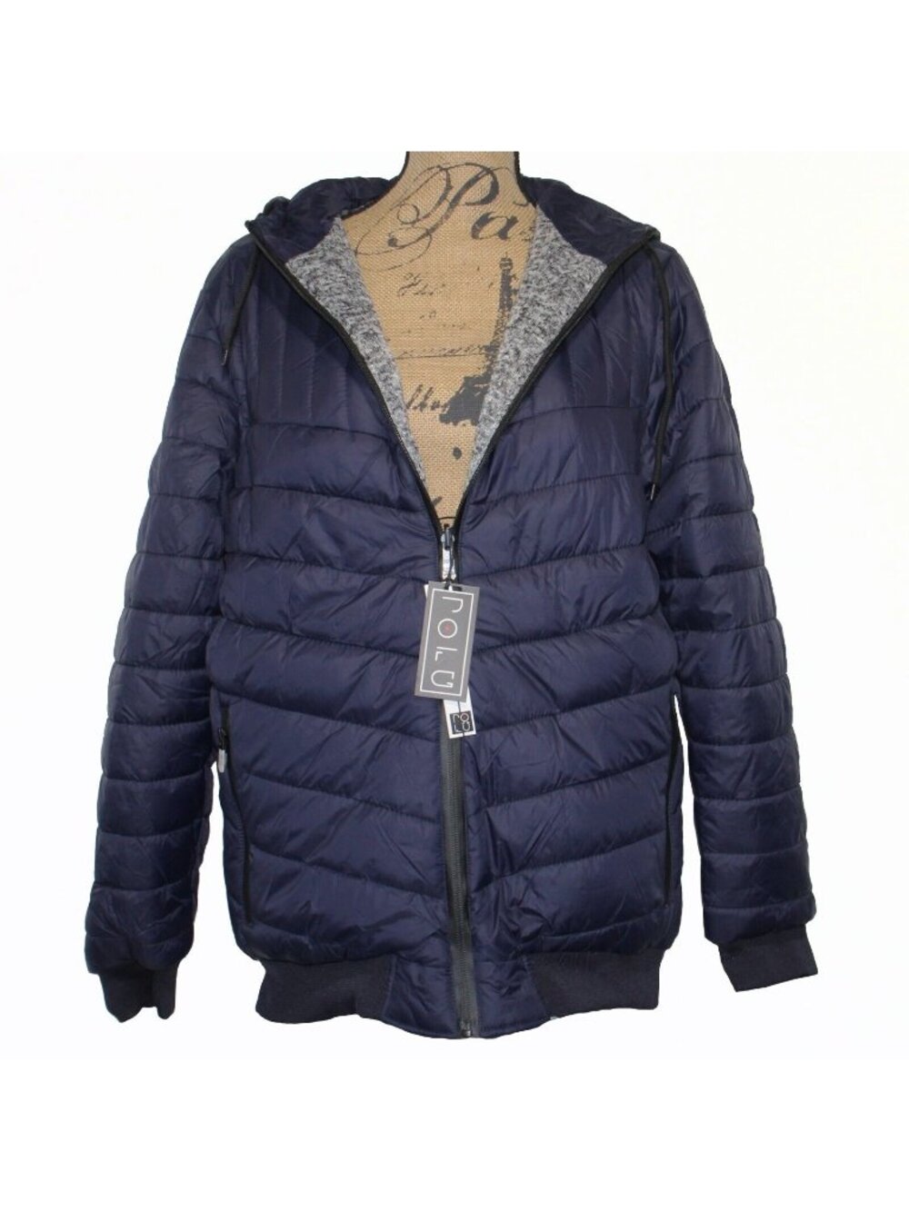 Men's Reversible Lightweight Winter Down Jacket Hooded Puffer Jacket Blue XL